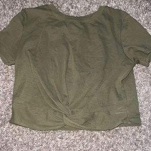 Green crop top shirt